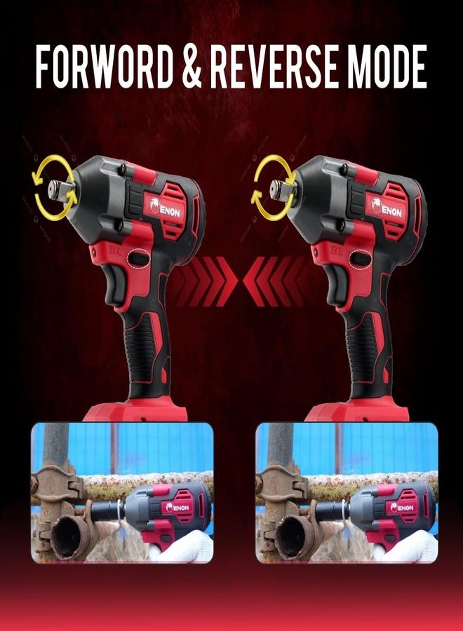 Enon 20V Impact Wrench Cordless Kit, 410Nm Torque, Powerful Motor, 2x3.0Ah Batteries, 5 Wrench Sockets, F/R, Brushless, Woodworking Tool, Drill, Screwdriver - 6 Month Warranty (XE-bL2032) - Image 4